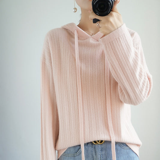 Cashmere Hooded Sweatshirt | Loose Fit Hoodie | Soft Fine Wool Knitwear