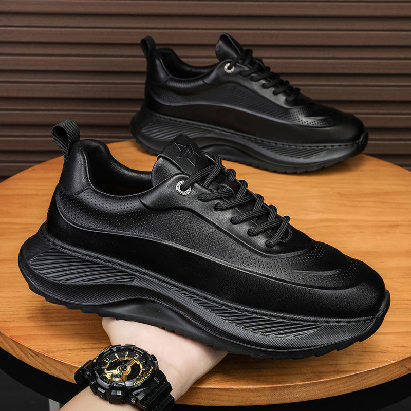 Thick-Soled Sports Shoes Men’s Breathable Sneakers Lace-Up Casual Height Increasing