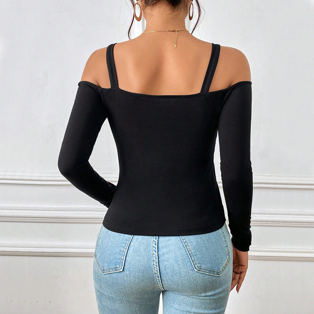 Off Shoulder Top - Slim Fit Pullover With Metal Hook Detail | Spring Fashion