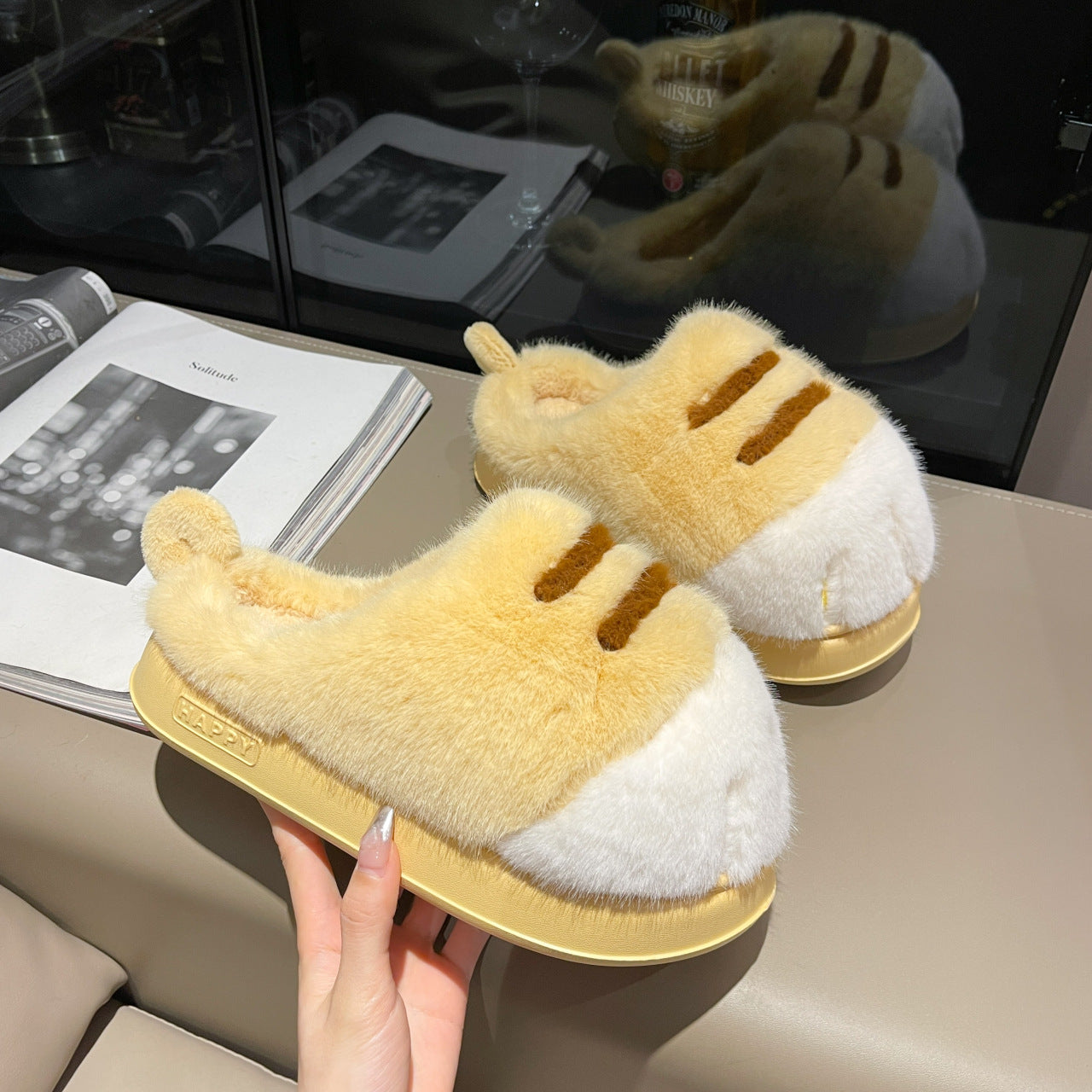 Fluffy Slippers Women | Plush Indoor Footwear With Thick Sole & Non Slip Rubber