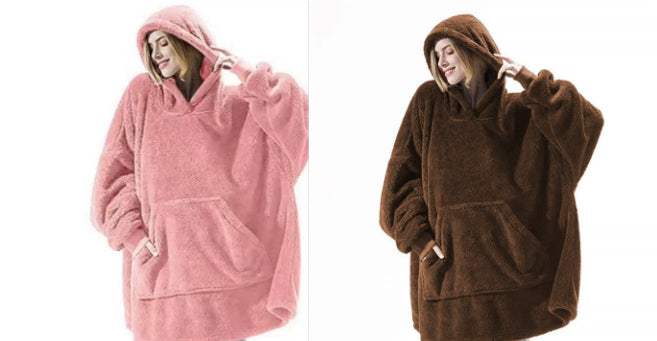 Hoodie Sweatshirt - Double Sided Fleece, Big Pocket, Comfortable Cozy Pullover