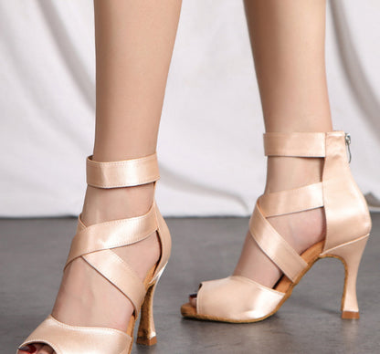 Latin Dance Shoes – Comfortable Fish Mouth Toe Cha Cha Indoor Sole