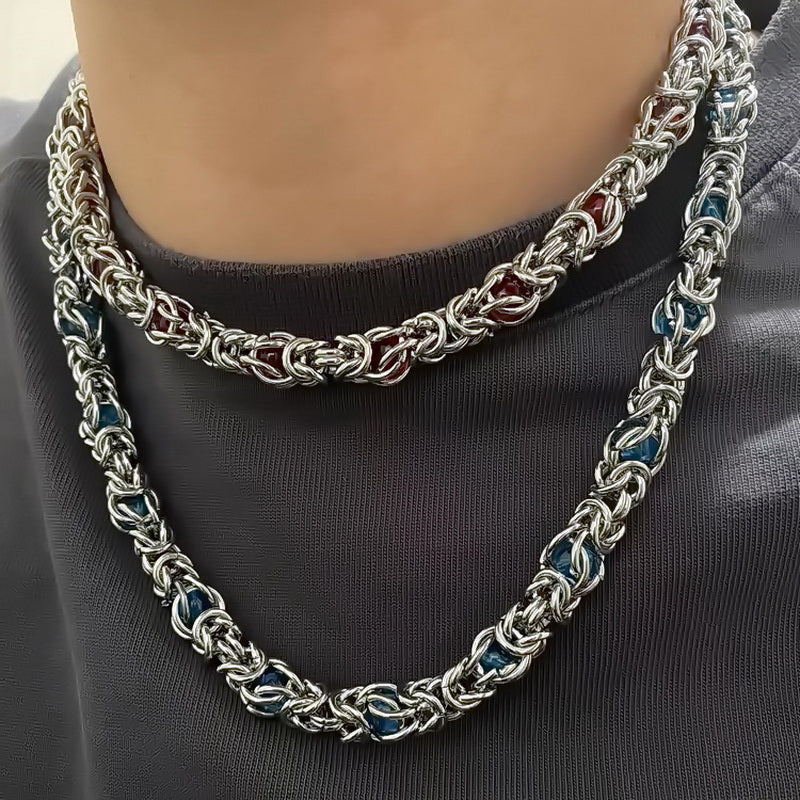 Sapphire Splice Necklace | Men's Titanium Steel Chain With Extension