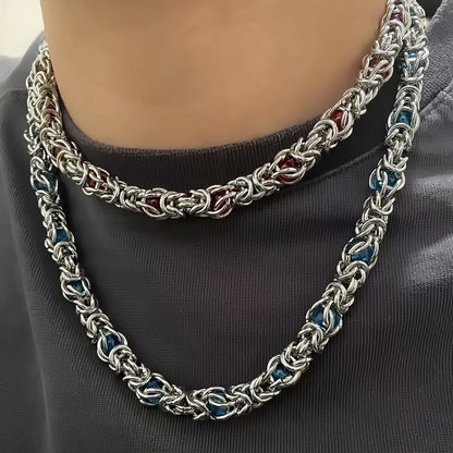 Sapphire Splice Necklace | Men's Titanium Steel Chain With Extension