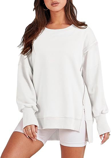 Oversized Sweatshirt Women | Solid Color Crew Neck Pullover Hoodie | Warm Cozy Fall Top