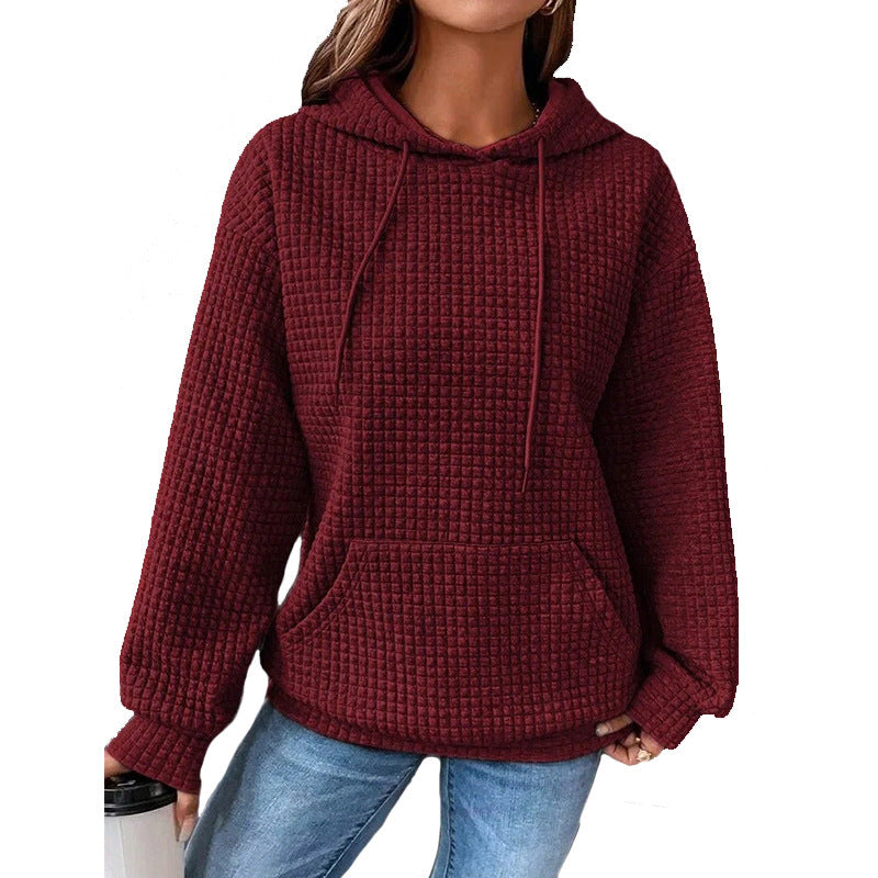 Women's Waffle Hoodie - Cozy Casual Sweatshirts | Lightweight Polyester Fiber Top