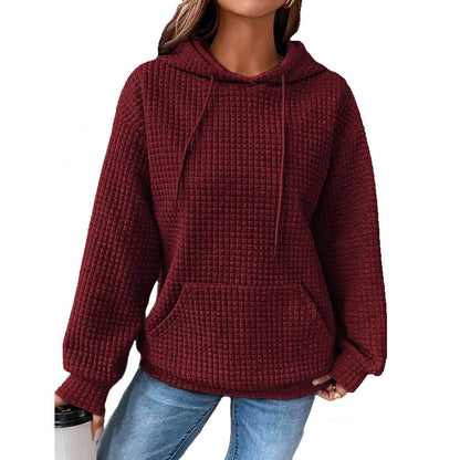 Women's Waffle Hoodie - Cozy Casual Sweatshirts | Lightweight Polyester Fiber Top