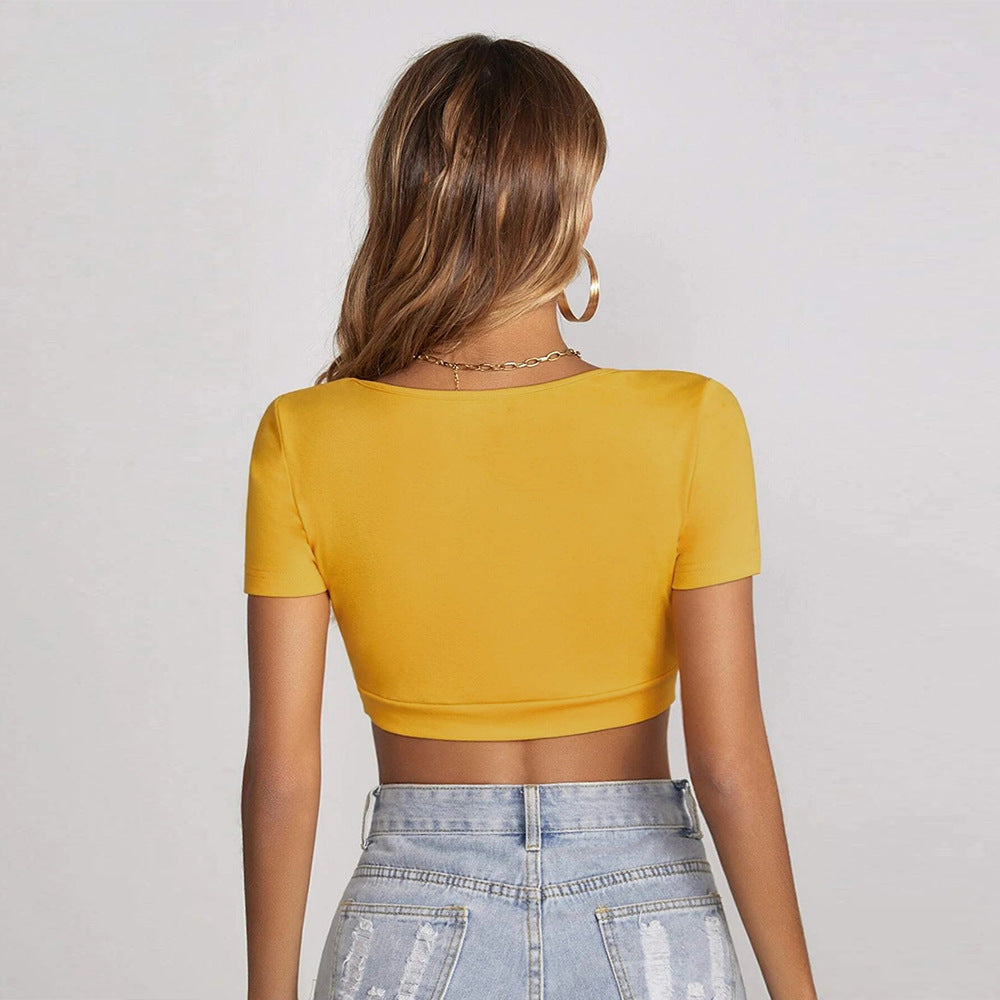 Sexy Slim-fit Street Style Square Neck Crop Top