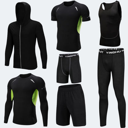 Compression Running Tights Men – 7pcs Workout Clothes Set With Muscle Support