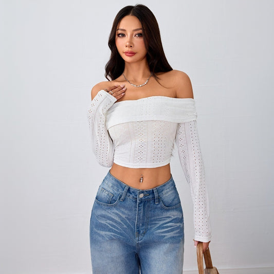 Sweet And Spicy Off-the-shoulder Women's T-shirt Short Crop Top
