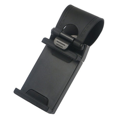 Black adjustable car phone mount holder with clamp and base for dashboard or vent attachment