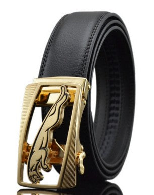 Men Leather Belts – Adjustable Cowhide Strap With Automatic Buckle