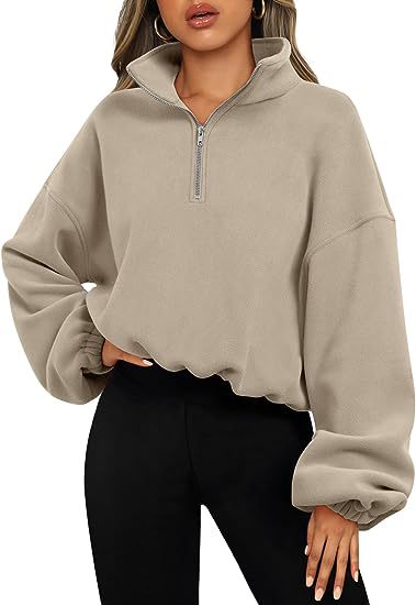 Women Pullover Hoodie - Thick Warm Zipper Hoodie With Stand Collar Sweatshirt