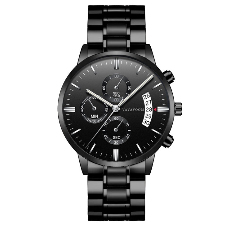 Men Stainless Steel Watch | Business Quartz Timepiece | Waterproof Calendar Display