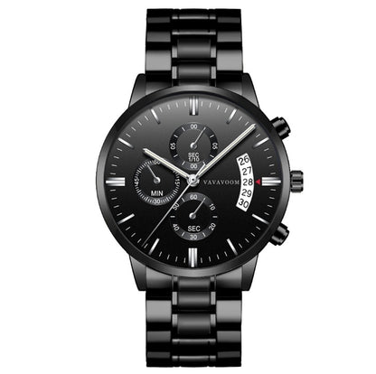 Men Stainless Steel Watch | Business Quartz Timepiece | Waterproof Calendar Display
