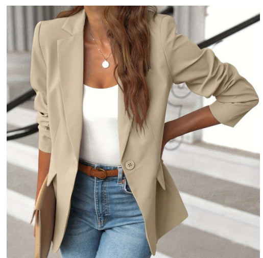 Women's Suit Jacket - Casual Blazer With Pocket Detail, Long Sleeve British Style