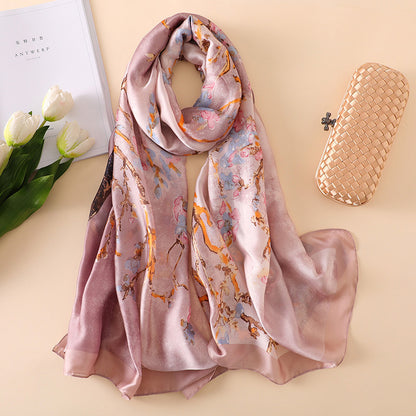 Silk Scarf Summer Sunscreen Shawl | Soft Rayon Silk Wrap | Travel & Office Accessories