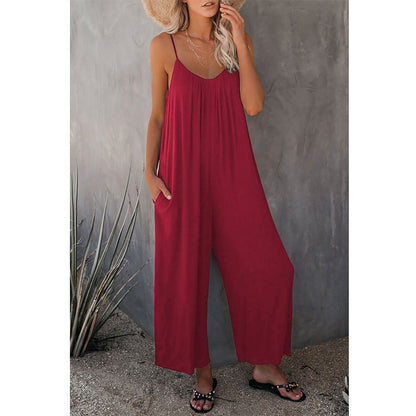 Women's Sleeveless Jumpsuit | Loose Waist Pants | Summer Romper With Pockets