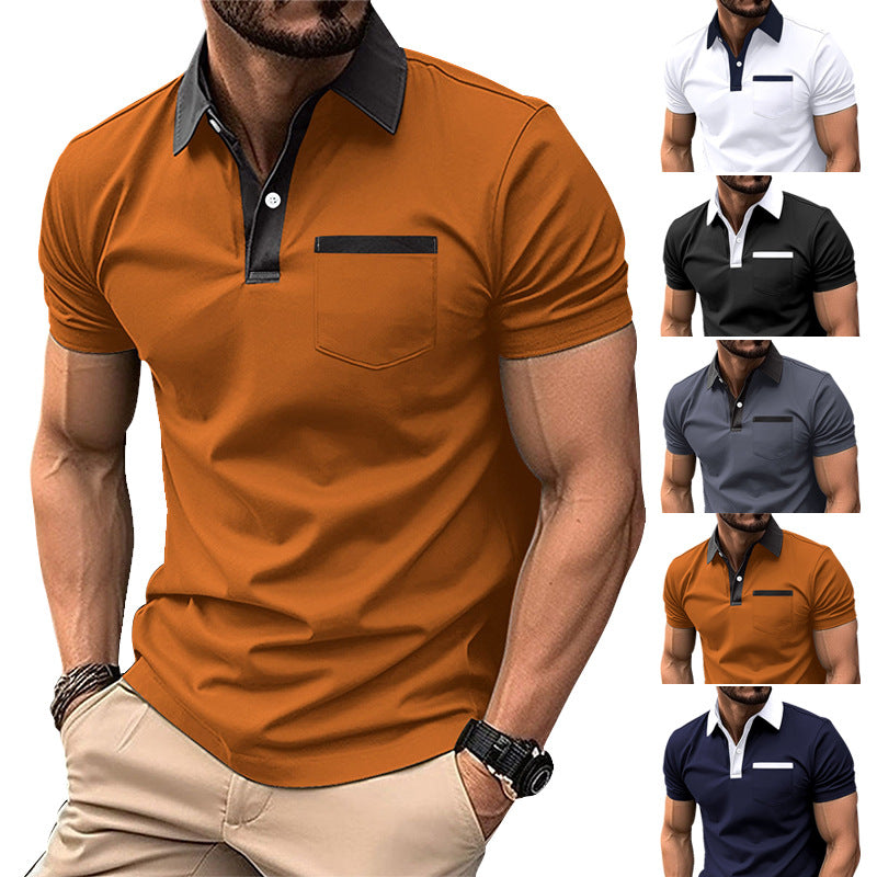 Slim Fit Polo Shirt - Men's Cotton Blend Short Sleeve Tee With Pocket Design