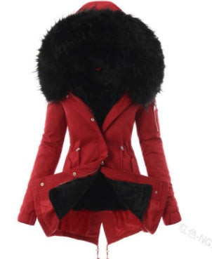 Hooded Plush Jacket – Cozy Women's Winter Jacket With Drawstring Hoodie