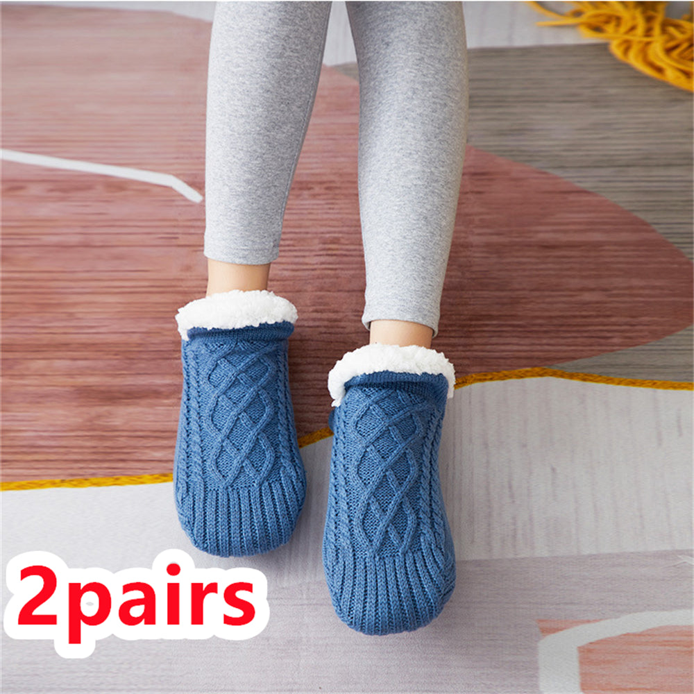 Winter Woolen Socks - Thick Indoor Slipper Socks With Non Slip Grip