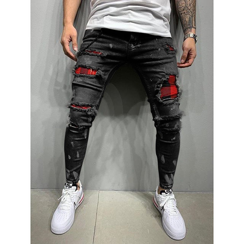 Men's Paint Jeans | Slim Fit Cotton Denim Pants With Artistic Paint Splatter