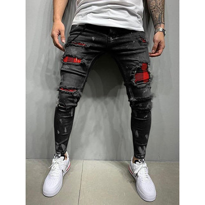 Men's Paint Jeans | Slim Fit Cotton Denim Pants With Artistic Paint Splatter