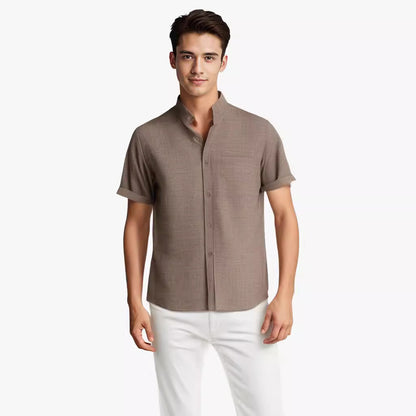 Breathable Cotton Shirt - Mens Summer Shirt With Lapel Collar, Lightweight Tee