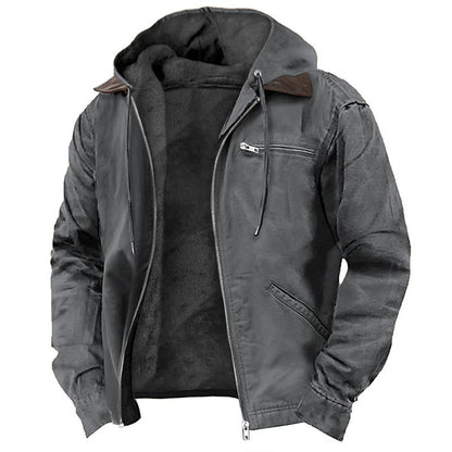 Winter Hooded Coat | Men's Casual Fleece Jacket With Pockets | Warm Zip-Up Outerwear