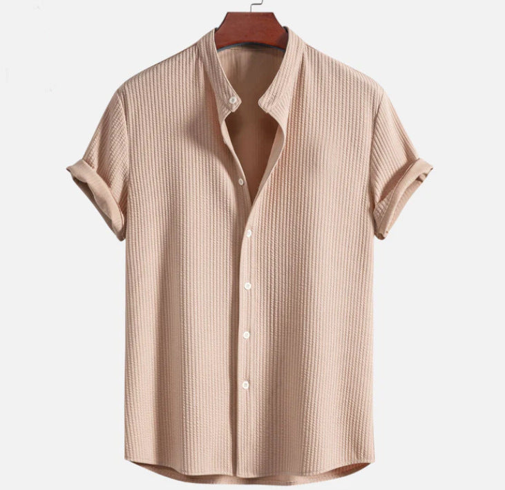 Loose Short Sleeve Shirt - Summer Mens Casual Loose Top Polyester Fiber