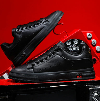 Men White Casual Shoes | Leather Soft Bottom Board Shoes With Rubber Sole