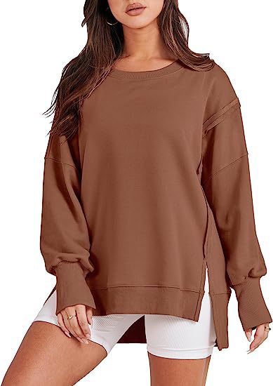 Oversized Sweatshirt Women | Solid Color Crew Neck Pullover Hoodie | Warm Cozy Fall Top