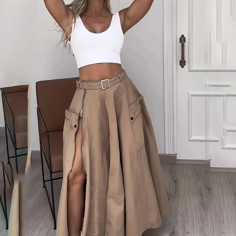Women Two Piece Outfits – Summer Matching Set With Cropped Vest Top & High Waisted Skirt