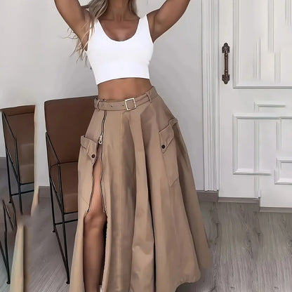 Women Two Piece Outfits – Summer Matching Set With Cropped Vest Top & High Waisted Skirt