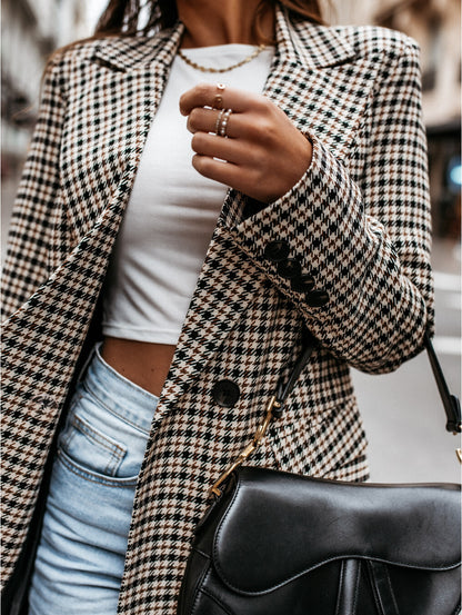 Women's Plaid Suit Jacket | Slim Fit Blazer With Button Front & Suit Collar