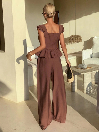 Women's Casual Set - Summer Outfit Two Piece Set With Lightweight Polyester