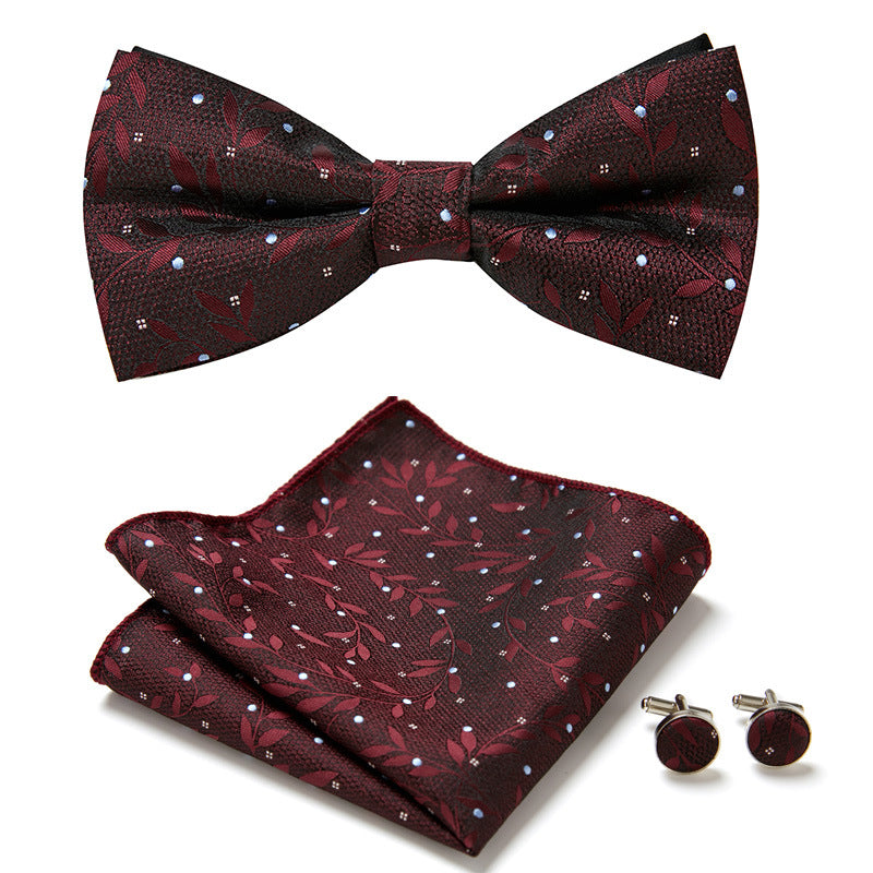 Stylish Bow Ties Set – Men's Floral Polyester Three Piece Tie Set