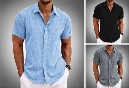 Men's Linen T-Shirt | Loose Fit Short Sleeve Tee | Lightweight Polyester Fabric Top