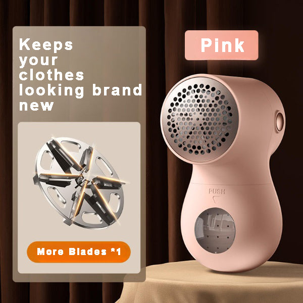 Pink fabric shaver with metal blades keeps clothes looking brand new