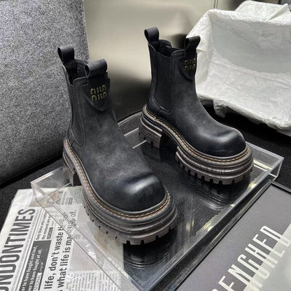 Retro Chunky Heel Boots | British Style Casual Women's Footwear | Comfortable Autumn Shoes