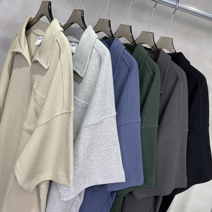 Casual Short Sleeve Men's Simple Lapel Shirt - Loose Fit Cotton Pullover