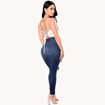 Women's Ripped Jeans - Trendy Distressed Skinny Denim Pants For Women