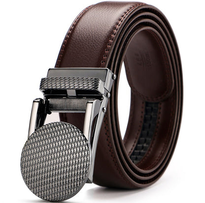 Adjustable Holeless Belt | Casual Men's Leather Belt With Alloy Buckle