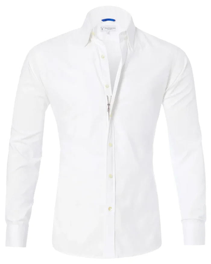 Long Sleeve Zipper Shirt | Slim Fit Cotton Men's Lapel Tops With Button Design