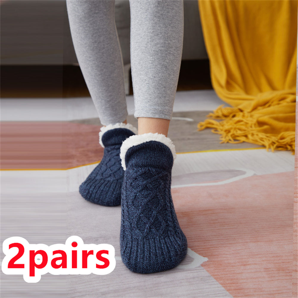 Winter Woolen Socks - Thick Indoor Slipper Socks With Non Slip Grip