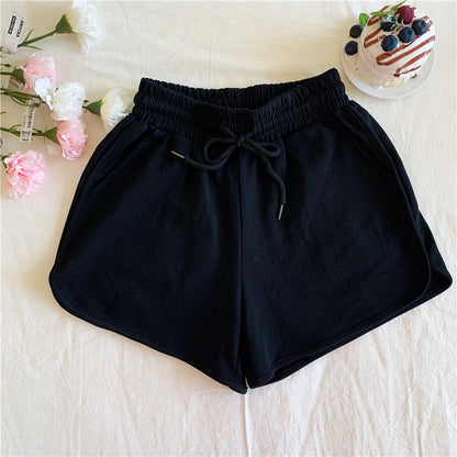 High Waist Shorts - Athletic Cotton Blend Wide Leg Shorts For Women