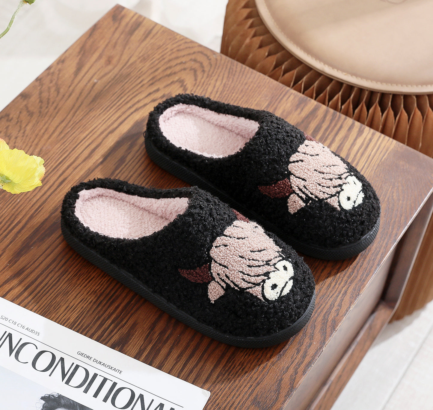 Women's Cotton Slippers – Warm Plush Winter Home Footwear With TPR Sole