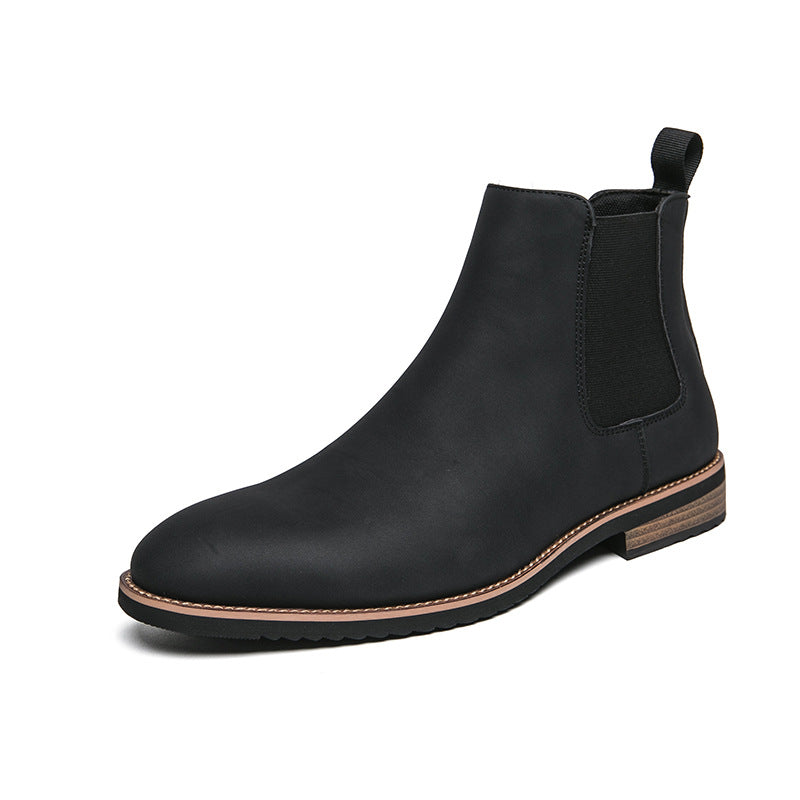 Men's Leather Boots | Plus Size High Top British Chelsea Boots With Rubber Sole