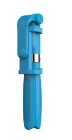Blue handheld pipe cutter tool with ergonomic grip on white background