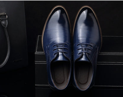 Men's Leather Shoes - Dress Business Casual Shoes With Durable Rubber Sole